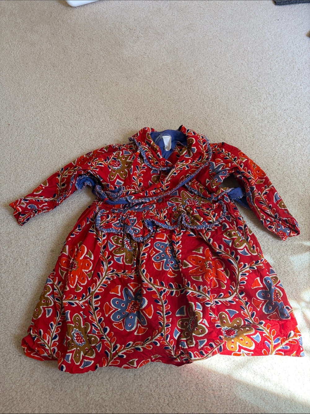 Vintage Oilily Red Floral Print Girls Dress
